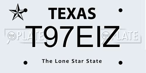 T97EIZ Texas License Plate