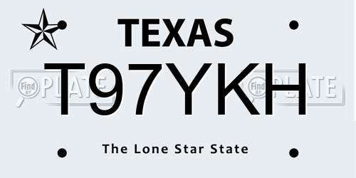T97YKH Texas License Plate