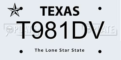 T981DV Texas License Plate