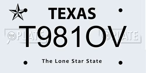 T981OV Texas License Plate