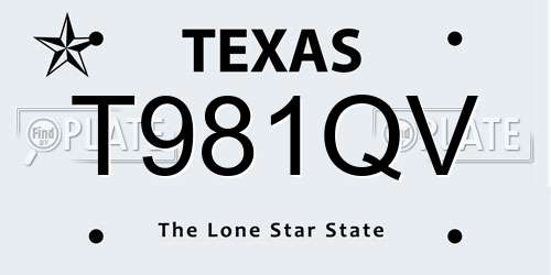 T981QV Texas License Plate