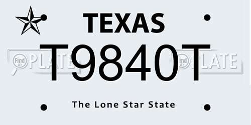T9840T Texas License Plate