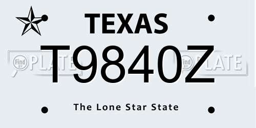 T9840Z Texas License Plate