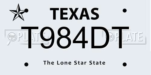 T984DT Texas License Plate