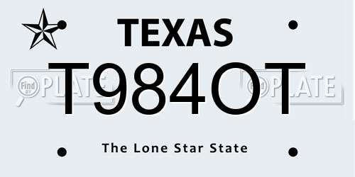 T984OT Texas License Plate