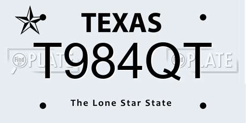 T984QT Texas License Plate