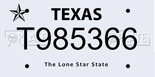 T985366 Texas License Plate