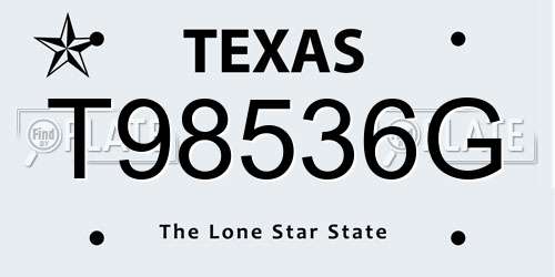 T98536G Texas License Plate