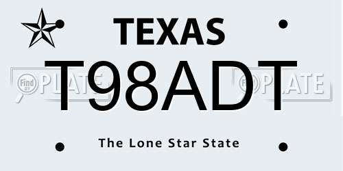 T98ADT Texas License Plate
