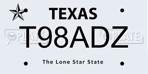 T98ADZ Texas License Plate