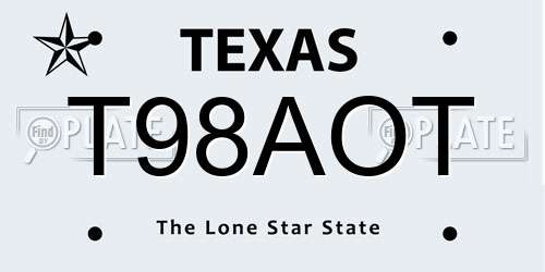 T98AOT Texas License Plate