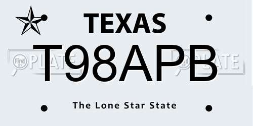 T98APB Texas License Plate