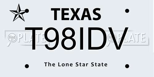 T98IDV Texas License Plate