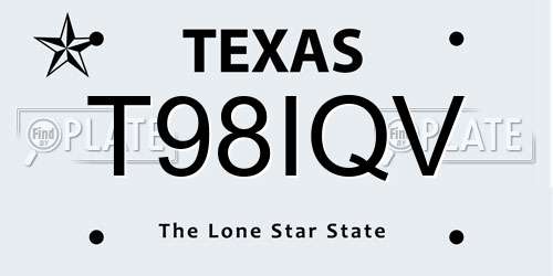 T98IQV Texas License Plate