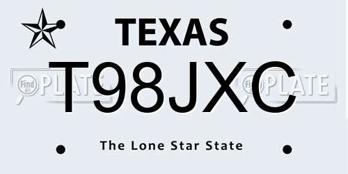 T98JXC Texas License Plate