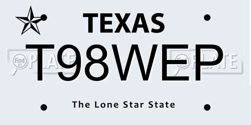 T98WEP Texas License Plate