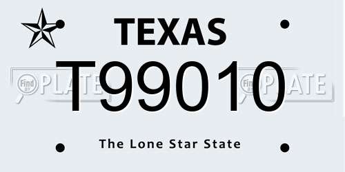 T99010 Texas License Plate