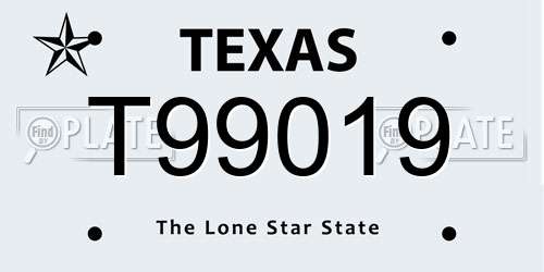 T99019 Texas License Plate