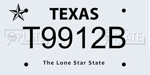 T9912B Texas License Plate
