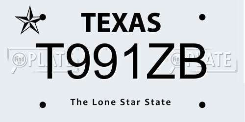T991ZB Texas License Plate