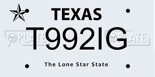 T992IG Texas License Plate