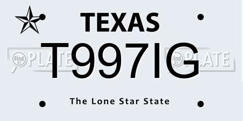 T997IG Texas License Plate