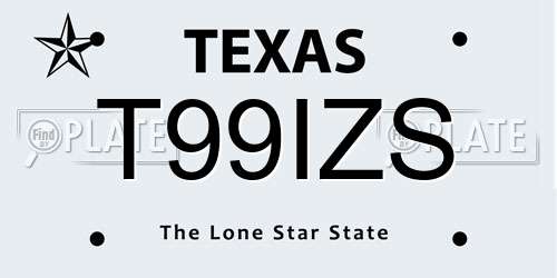 T99IZS Texas License Plate