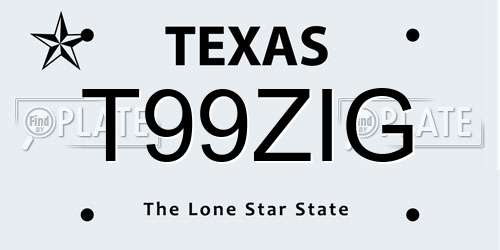 T99ZIG Texas License Plate