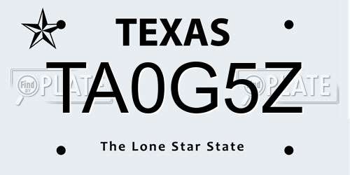 TA0G5Z Texas License Plate