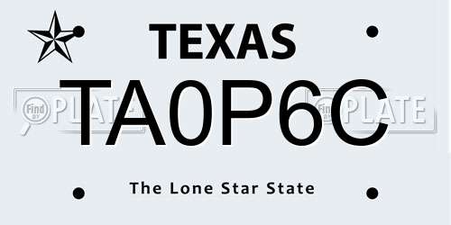 TA0P6C Texas License Plate