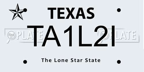 TA1L2I Texas License Plate