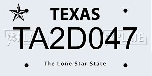 TA2D047 Texas License Plate