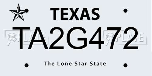 TA2G472 Texas License Plate