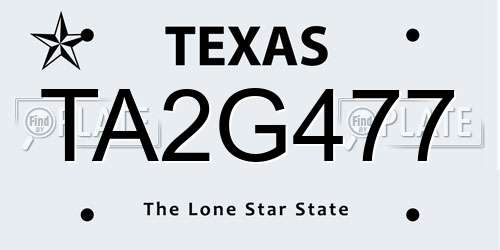 TA2G477 Texas License Plate