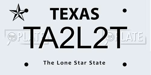 TA2L2T Texas License Plate