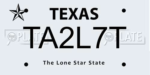 TA2L7T Texas License Plate