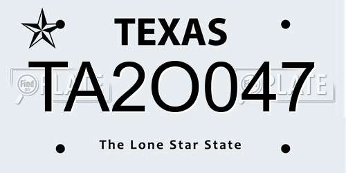 TA2O047 Texas License Plate