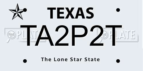 TA2P2T Texas License Plate