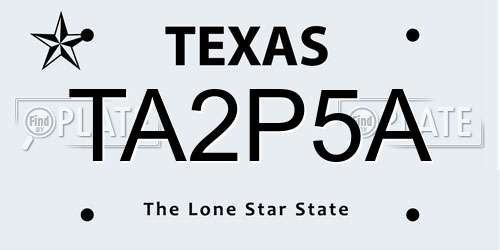 TA2P5A Texas License Plate