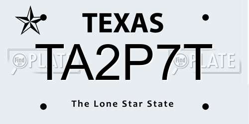 TA2P7T Texas License Plate