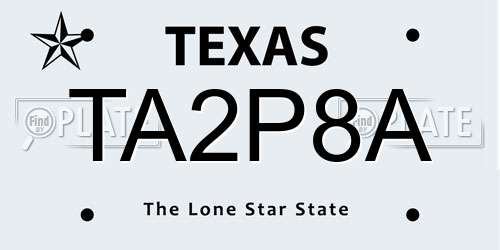 TA2P8A Texas License Plate