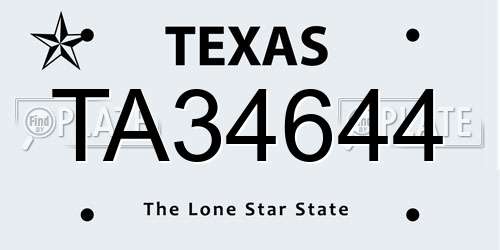 TA34644 Texas License Plate