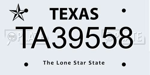TA39558 Texas License Plate