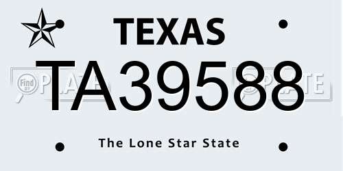 TA39588 Texas License Plate