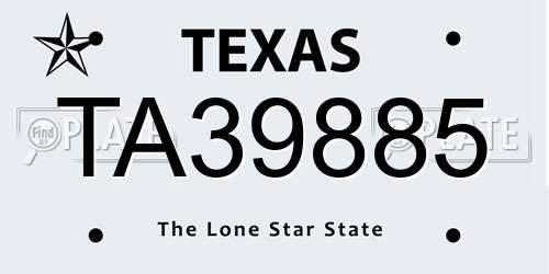 TA39885 Texas License Plate