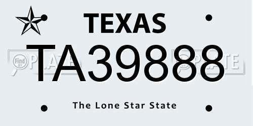 TA39888 Texas License Plate
