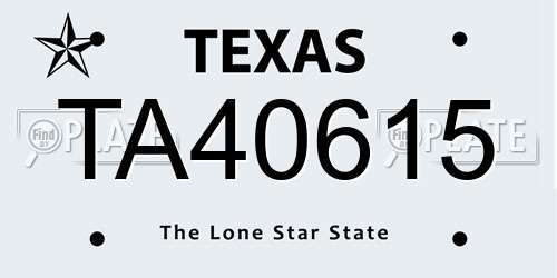 TA40615 Texas License Plate