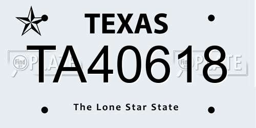 TA40618 Texas License Plate