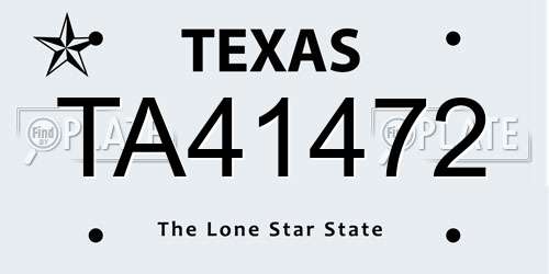 TA41472 Texas License Plate