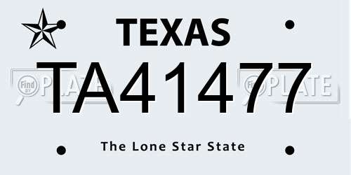 TA41477 Texas License Plate